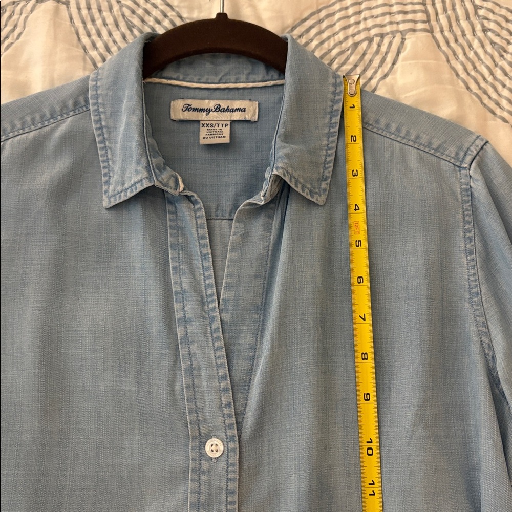 Tommy Bahama Light Blue Chambray Tencel Button Down Shirt XXS $118 - Picture 6 of 6